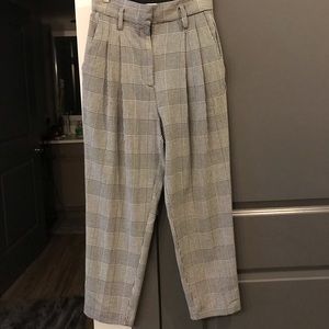 High waisted black and white plaid pants